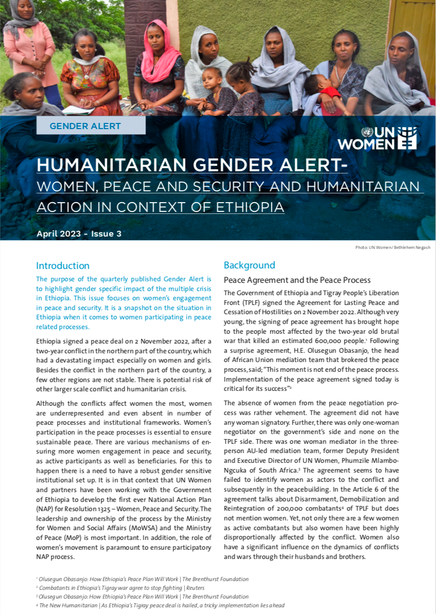 Humanitarian Gender Alert Women Peace And Security And Humanitarian Action In Context Of 